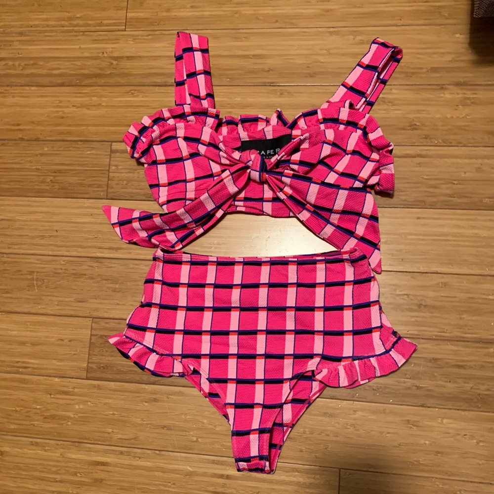 Paper London Maldives Bikini in Pink Miami Check